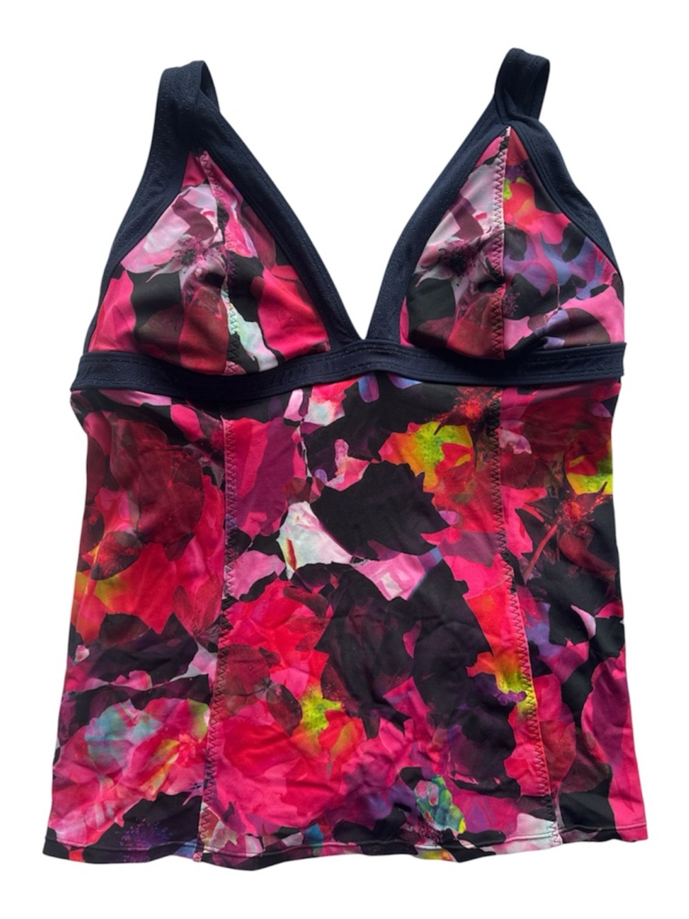 Athleta Navy Blue Floral Abstract Print Tankini
